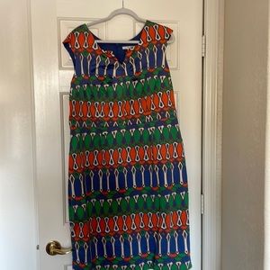 Printed Boden Cap Sleeve Sheath Dress 16L